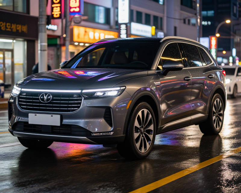 Cinematic Kia SUV in Seoul