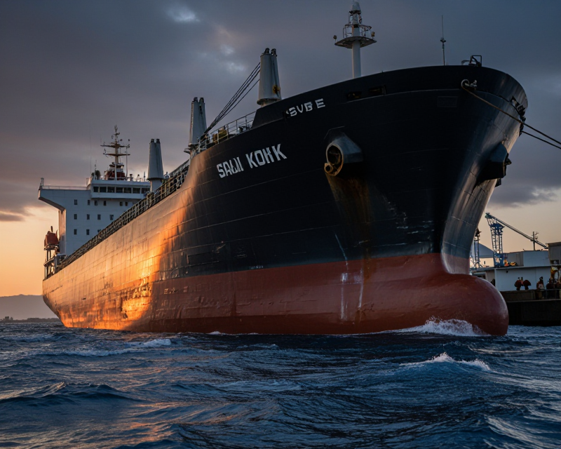 Cinematic Cargo Ship at Korean Port